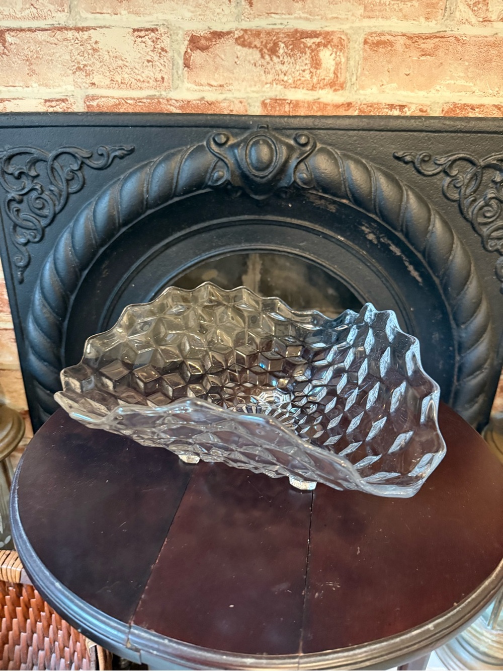 Vtg Fostoria American Cubist Tricorne Decorative Footed Bowl- 12”